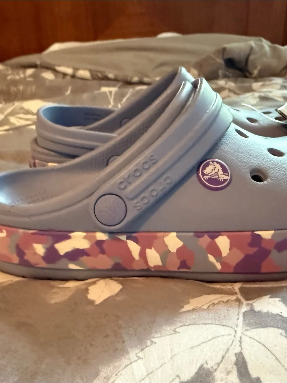 CROCS Kids Classic Clog in Light Lavender with Purple Accents
